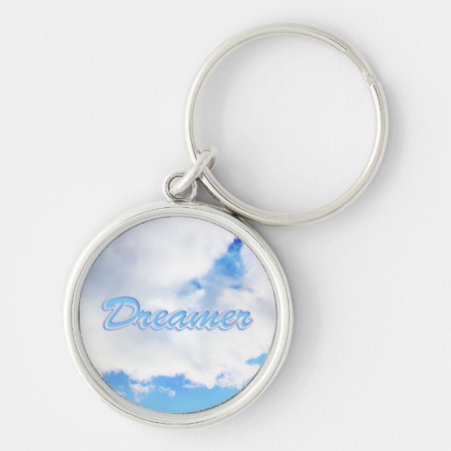 Dreamer Puffy White Clouds and Blue Sky Key Ring (Front)