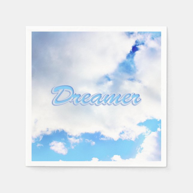 Dreamer Puffy White Clouds and Blue Sky Napkin (Front)