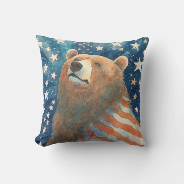 Dreamer Stars and Stripes Bear Cushion (Front)