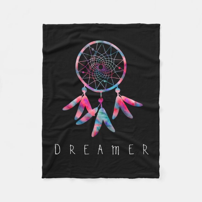 Dreamer Watercolor Dream Catcher Fleece Blanket (Front)