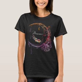 "Dreamer's Delight, Colourful Moon and Feather" T-Shirt