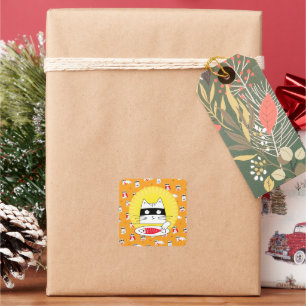 Dreaming Adventure Cat Fish  Square Sticker