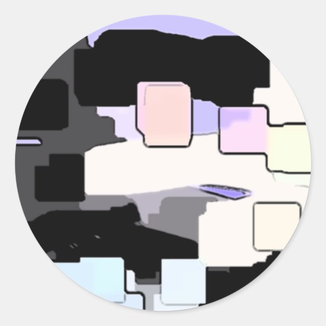 "Dreaming Blue" Geometric Art Classic Round Sticker (Front)