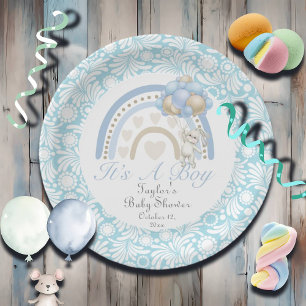 Dreaming Blue It's a Boy Baby Shower Paper Plate