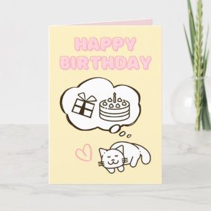 Dreaming Cat&Cake Happy Birthday Card