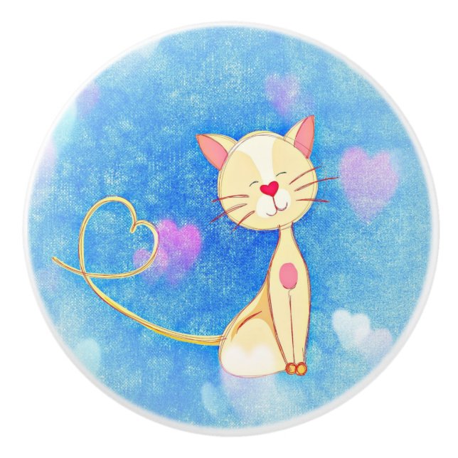 Dreaming Cat Ceramic Knob (Front)