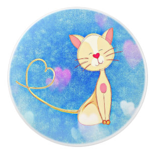 Dreaming Cat Ceramic Knob