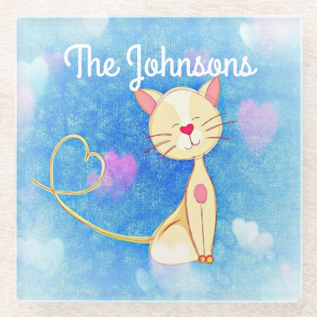 Dreaming Cat Glass Coaster (Front)