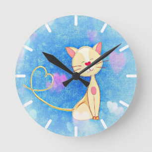 Dreaming Cat Round Clock