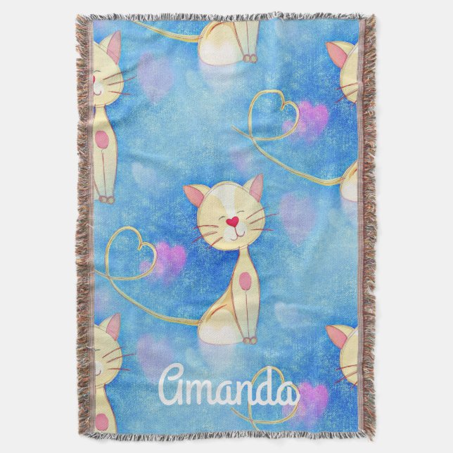 Dreaming Cat Throw Blanket (Front Vertical)