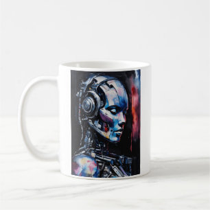 Dreaming Cyborg: A Fusion of Technology and Humani Coffee Mug