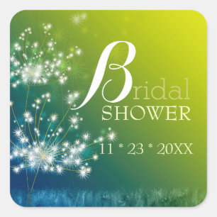 Dreaming Dandelions Bridal Shower Square Sticker