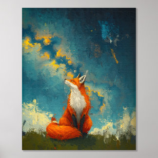 Dreaming Fox - Mystical Wildlife Art Foil Prints