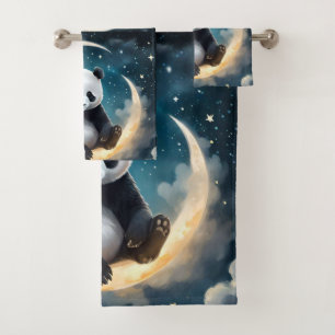 Dreaming in Moonlight: Panda's Celestial Serenade Bath Towel Set