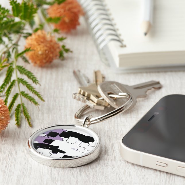 "Dreaming in Purple" Geometric Art Key Ring (Side)