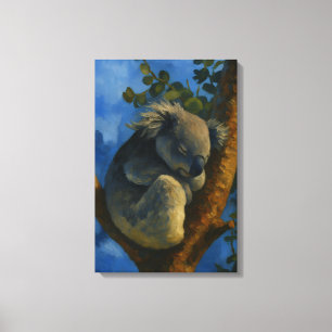 Dreaming in the Eucalyptus – Sleeping Koala Art Canvas Print