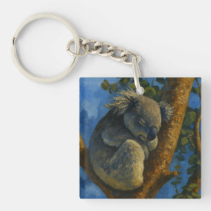 Dreaming in the Eucalyptus – Sleeping Koala Art Key Ring