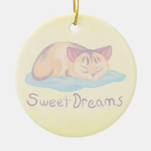 Dreaming Kitten Ceramic Tree Decoration