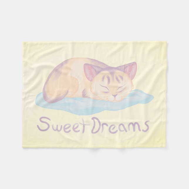 Dreaming Kitten Fleece Blanket (Front (Horizontal))