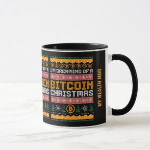 DREAMING OF A BITCOIN CHRISTMAS Faux Knit Pattern Mug