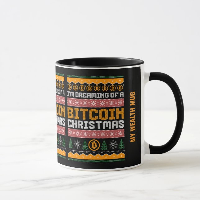 DREAMING OF A BITCOIN CHRISTMAS Faux Knit Pattern Mug (Right)