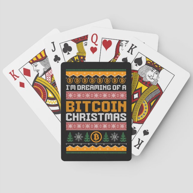 Dreaming of a BITCOIN CHRISTMAS Faux Knit Pattern Playing Cards (Back)