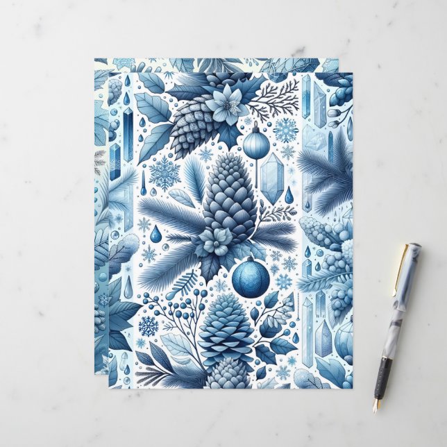 Dreaming of a Blue Winter Scrapbook Paper (Front/Back In Situ)