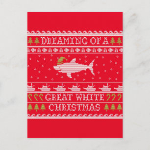 Dreaming of a Great White Christmas Ugly Sweater Holiday Postcard