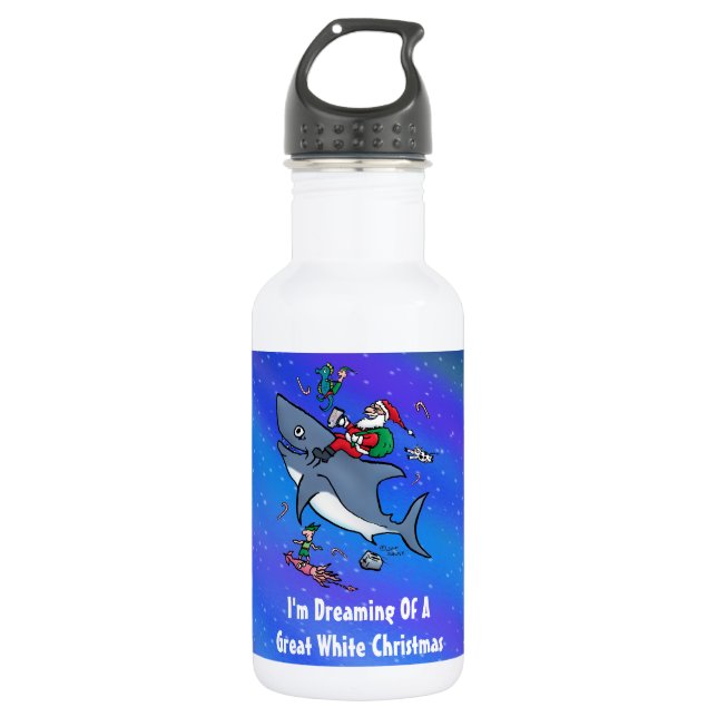 Dreaming Of A Great White Shark Christmas 532 Ml Water Bottle (Front)