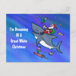 Dreaming Of A Great White Shark Christmas Holiday Postcard