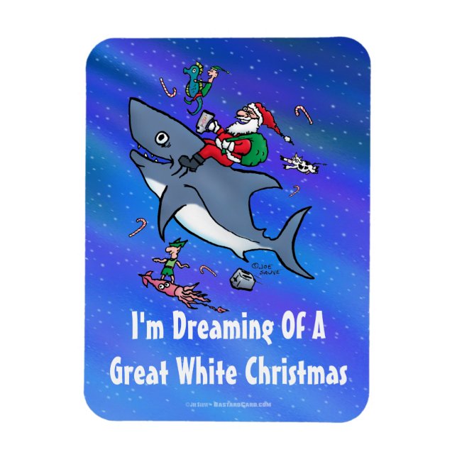 Dreaming Of A Great White Shark Christmas Magnet (Vertical)