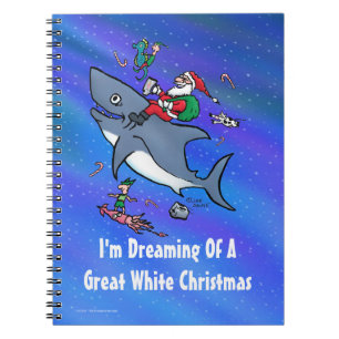 Dreaming Of A Great White Shark Christmas Notebook