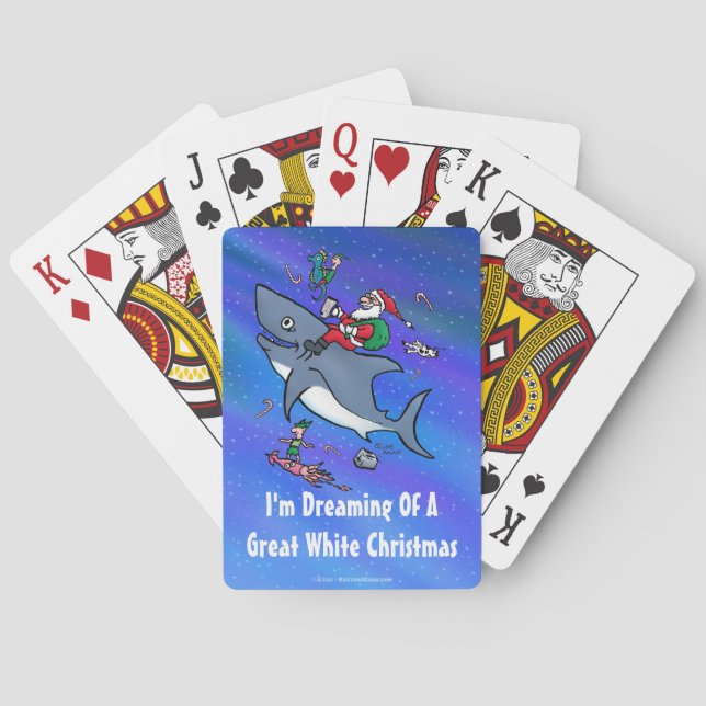 Dreaming Of A Great White Shark Christmas Playing Cards (Back)