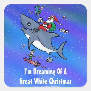 Dreaming Of A Great White Shark Christmas Square Sticker