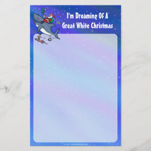 Dreaming Of A Great White Shark Christmas Stationery