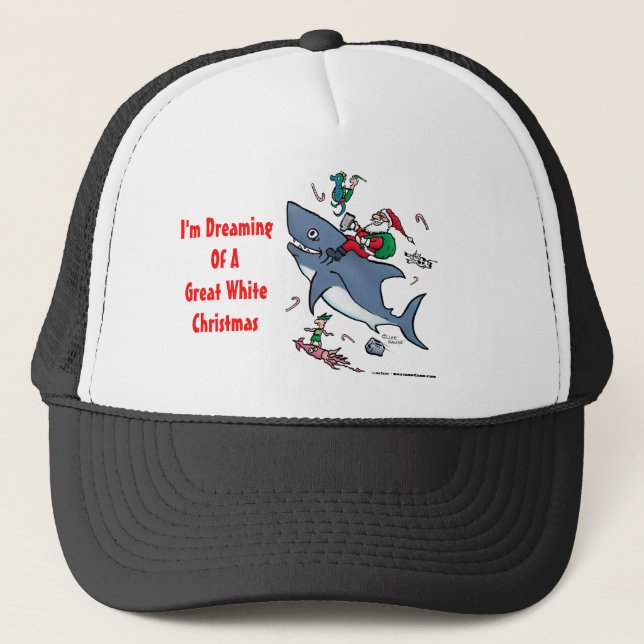Dreaming Of A Great White Shark Christmas Trucker Hat (Front)