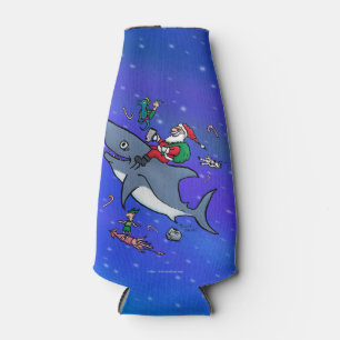 Dreaming Of A Great White Shark Funny Christmas Bottle Cooler