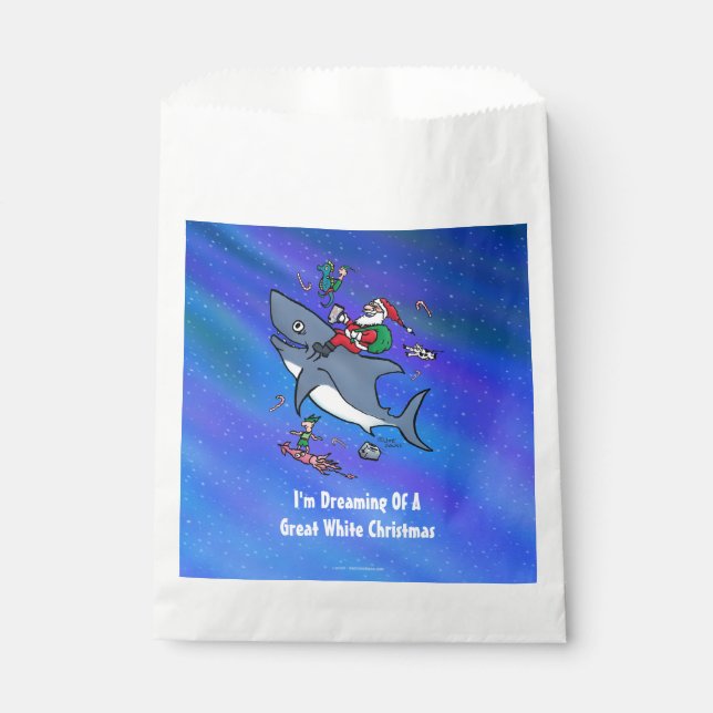 Dreaming Of A Great White Shark Funny Christmas Favour Bags (Front)
