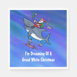 Dreaming Of A Great White Shark Funny Christmas Napkin
