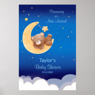 Dreaming Of A New Arrival Teddy Bear Baby Shower Poster