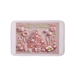Dreaming of a Pink Christmas Bath Mat