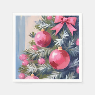 Dreaming of a Pink Christmas Merry Watercolor Napkin