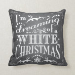 Dreaming of a White Christmas Chalkboard Holiday Cushion<br><div class="desc">Whimsical and trendy - this original design features a fun mix of typography with text that reads, "I'm dreaming of a white Christmas". A great hostess gift or addition to your own Holiday decor collection. With white text that looks hand lettered and scrolling details one both sides, the design is...</div>