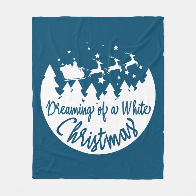 Dreaming Of A White Christmas Santa Scene Fleece Blanket (Front)