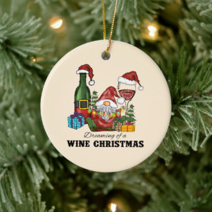 Dreaming of A Wine Christmas Ceramic Tree Decoration