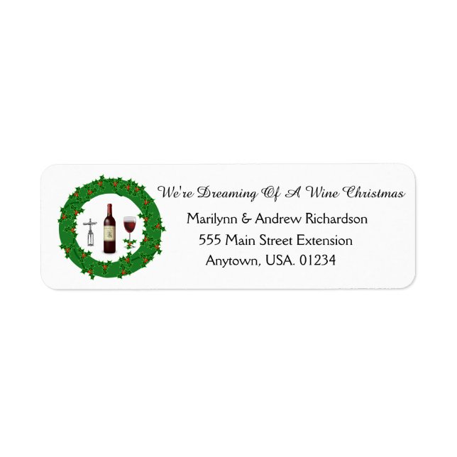 Dreaming Of A Wine Christmas Holiday Wreath (Front)