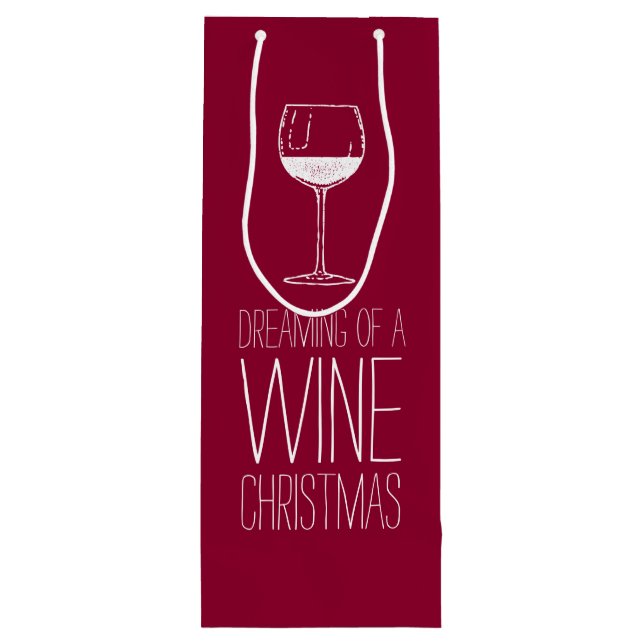 Dreaming of a Wine Christmas | Red & White Holiday Gift Bag (Back)
