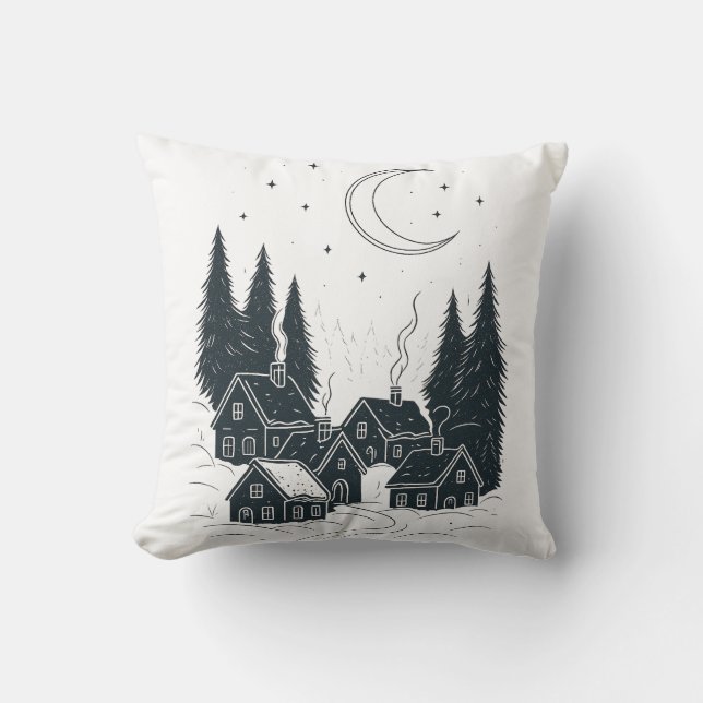 Dreaming of Christmas Night – Double-Sided Winter  Cushion (Front)
