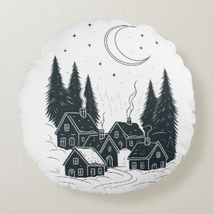 Dreaming of Christmas Night – Double-Sided Winter Round Cushion