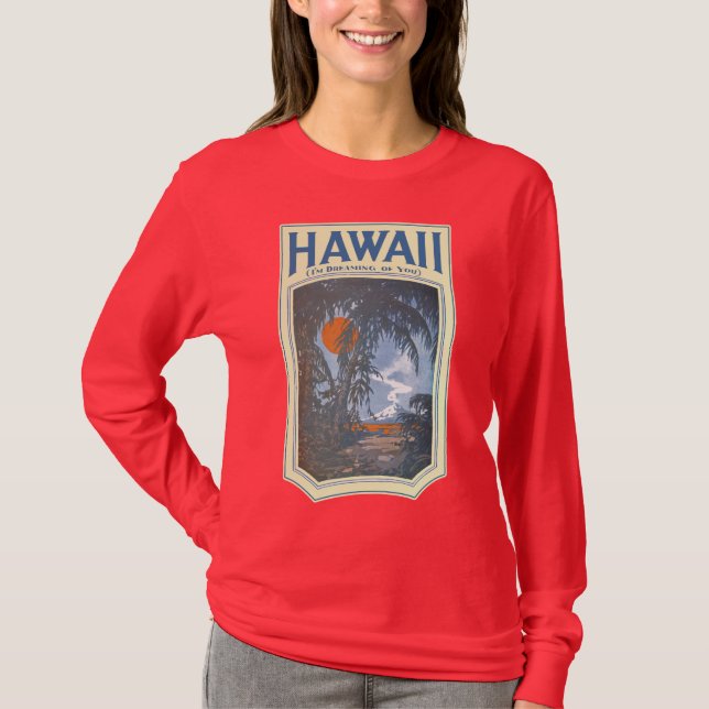 Dreaming of Hawaii Ladies dark long sleeve Tee (Front)